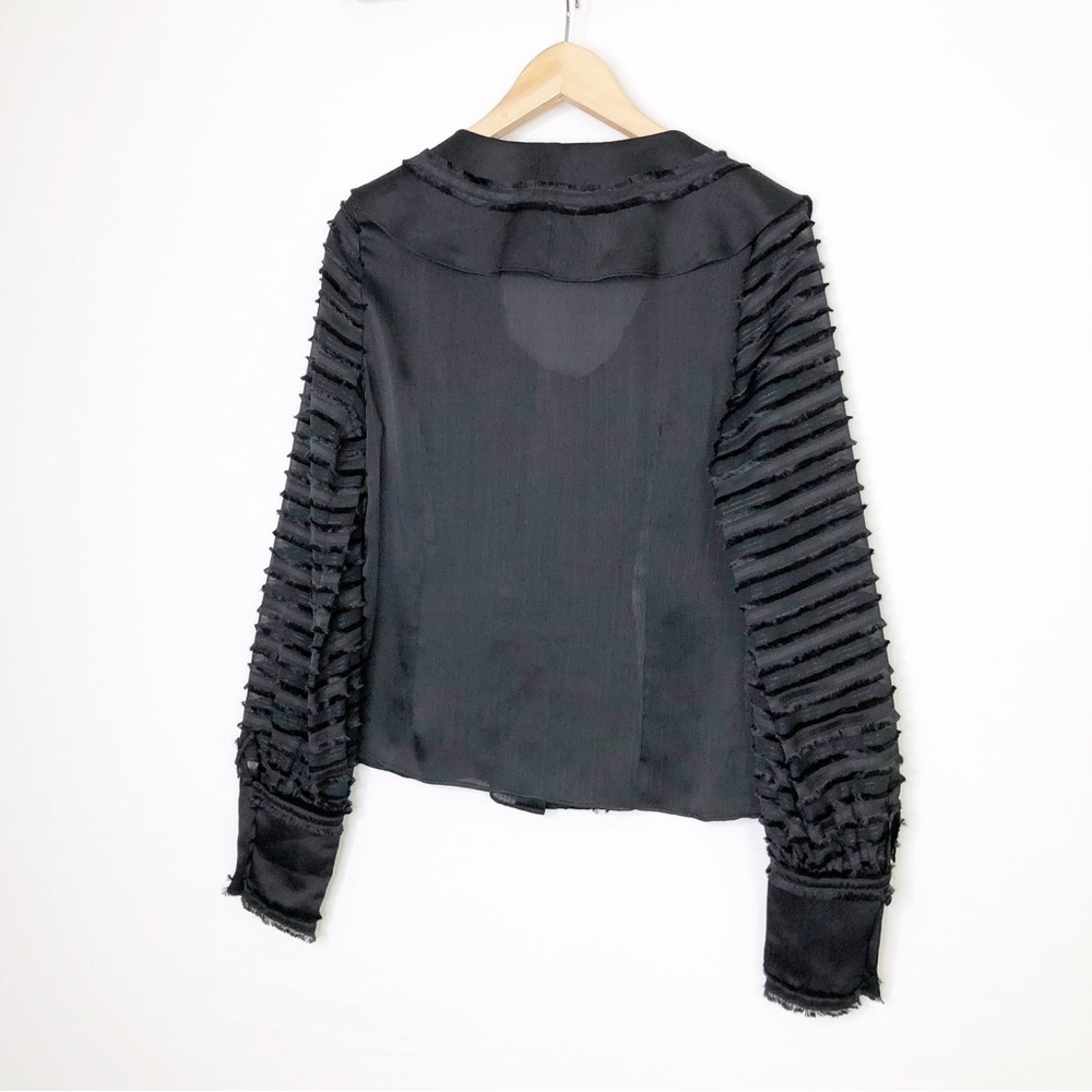 Alexis Black Ruffled Button-Front Blouse - Picture 4 of 9